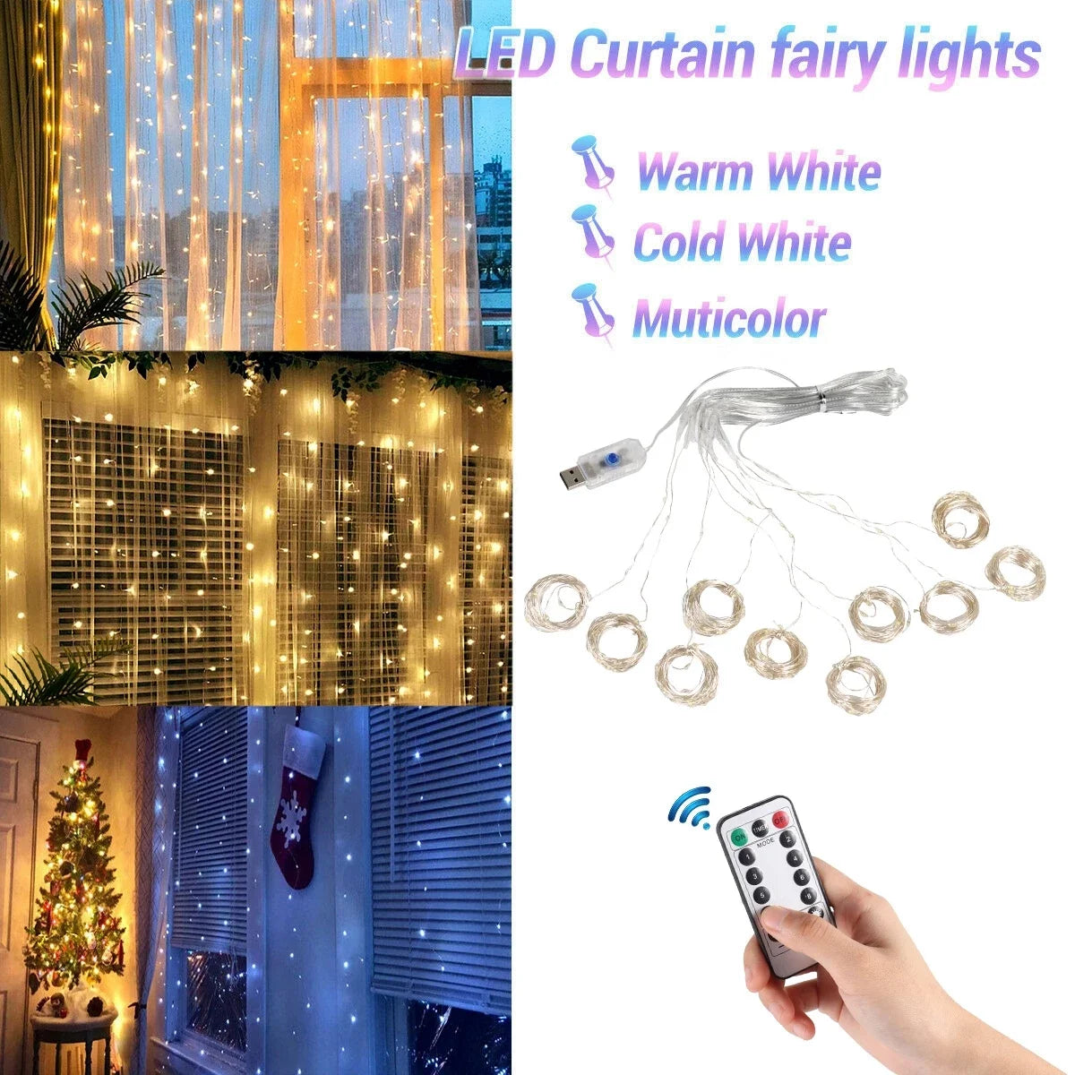 ✨ Christmas Lights Curtain Garland ✨