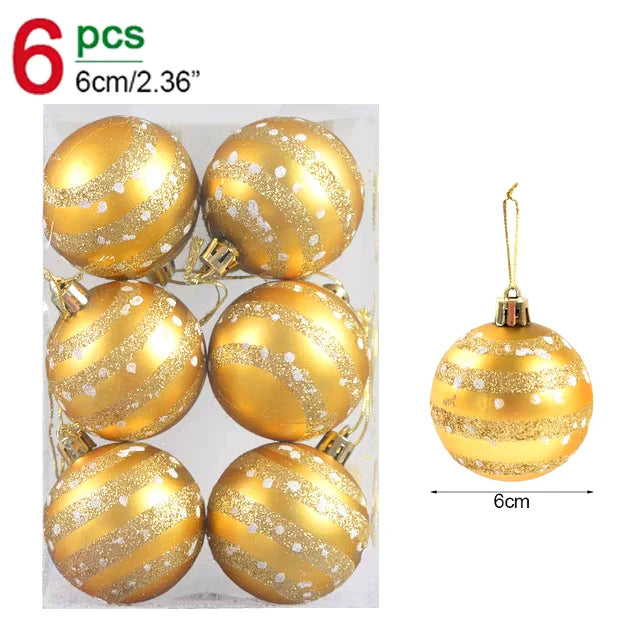 π Glitter Christmas Balls Set β 24/6pcs 6cm Tree Ornaments β¨