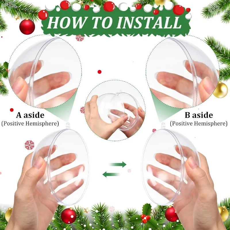 ✨ Transparent Christmas Balls – Perfect for Xmas tree hanging, weddings, New Year parties, and home decor. Available in various sizes. 🎄