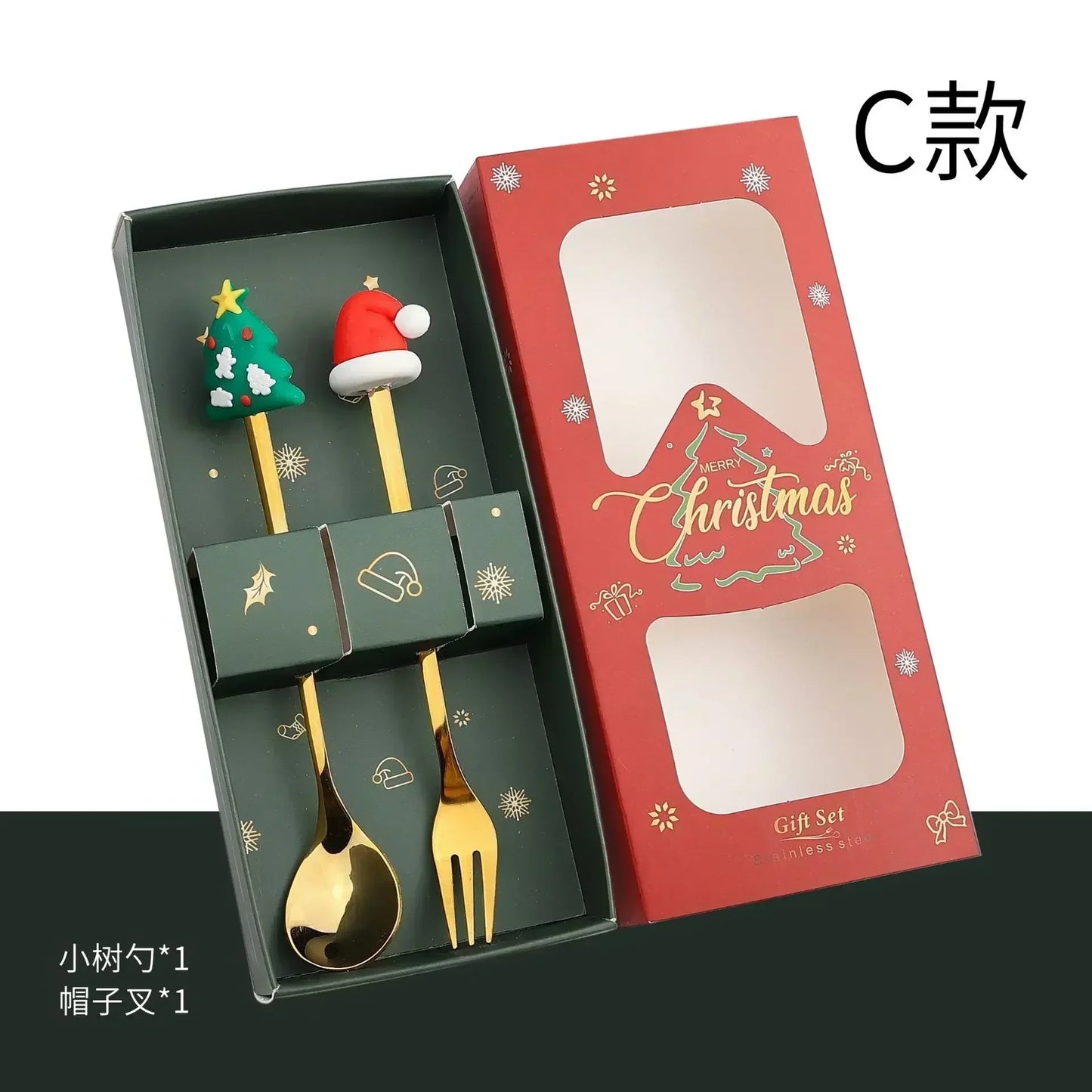 Elk Head Coffee Spoons – 4pcs Christmas Tableware Set