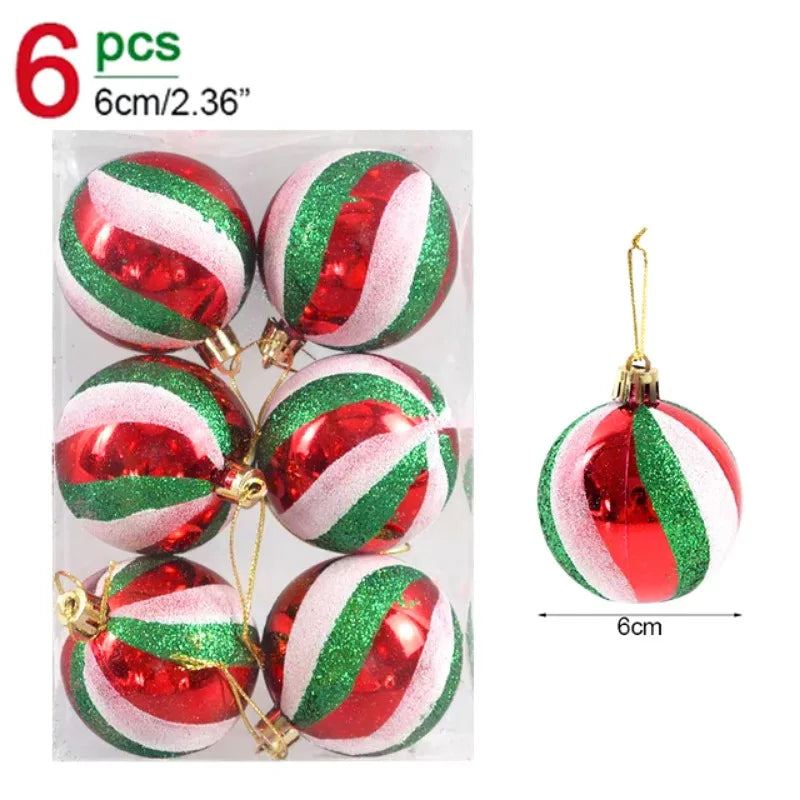 π Glitter Christmas Balls Set β 24/6pcs 6cm Tree Ornaments β¨