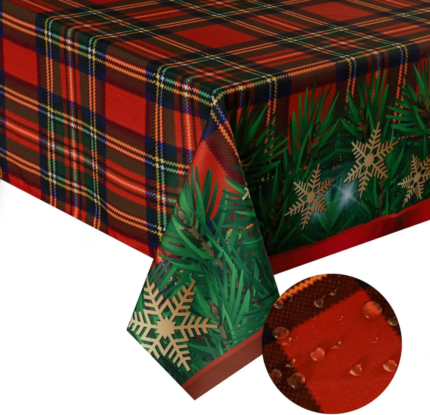 Christmas Plaid Tablecloth – Waterproof Holiday Decor