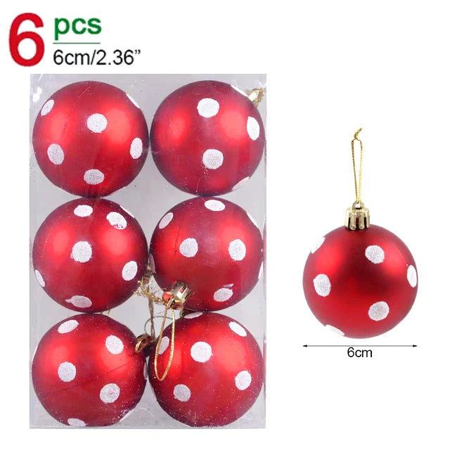 π Glitter Christmas Balls Set β 24/6pcs 6cm Tree Ornaments β¨