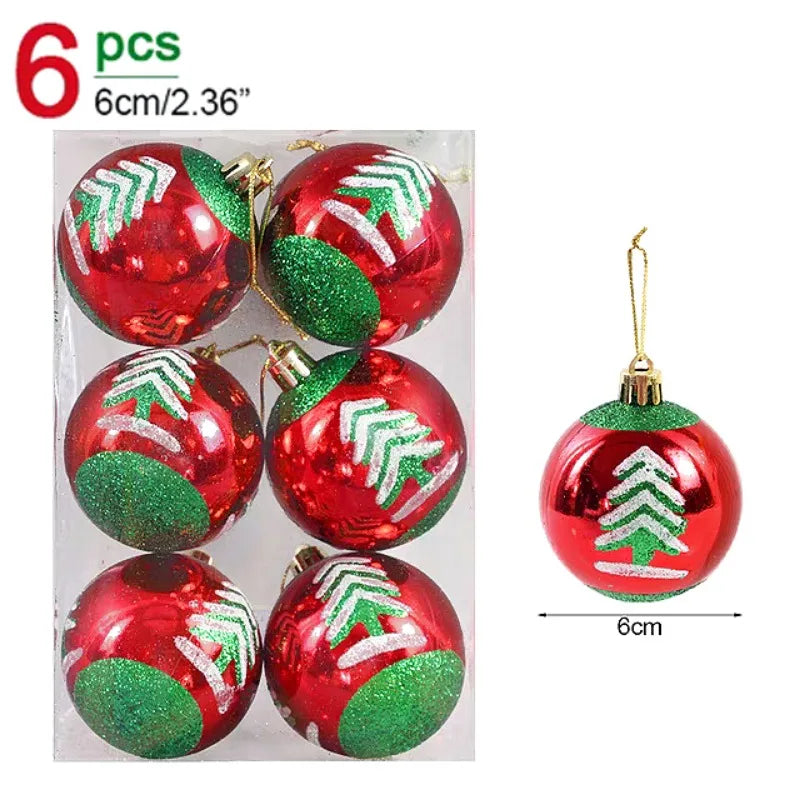 π Glitter Christmas Balls Set β 24/6pcs 6cm Tree Ornaments β¨