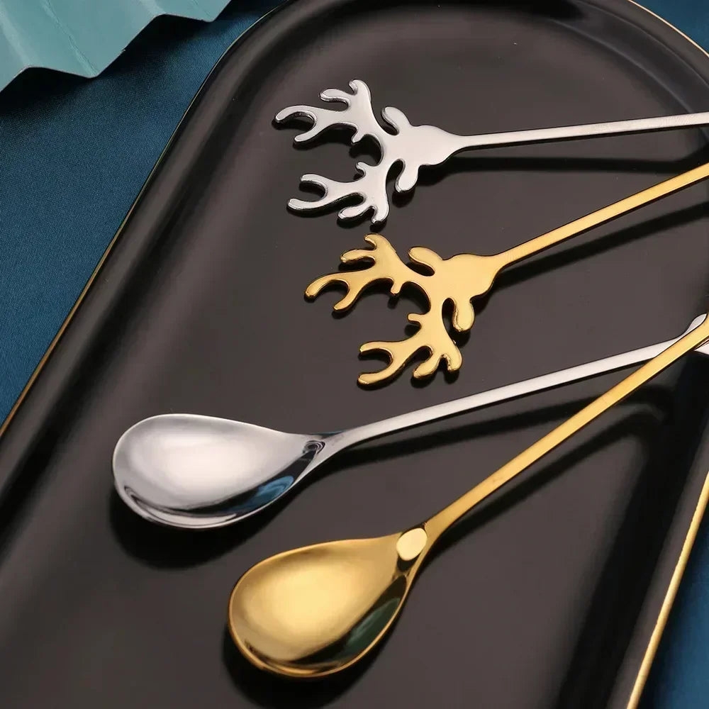 Elk Head Coffee Spoons – 4pcs Christmas Tableware Set