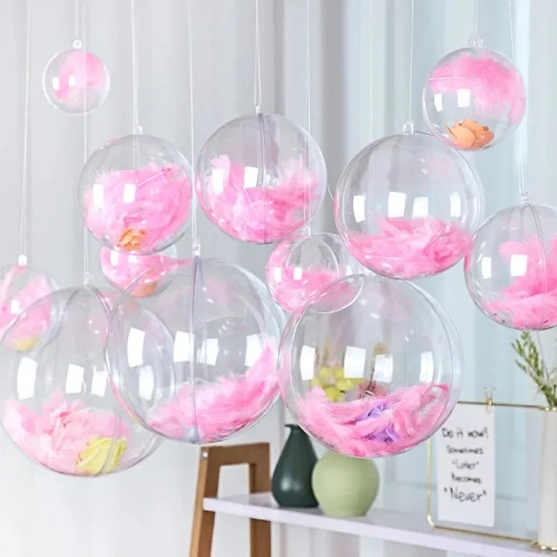 ✨ Transparent Christmas Balls – Perfect for Xmas tree hanging, weddings, New Year parties, and home decor. Available in various sizes. 🎄