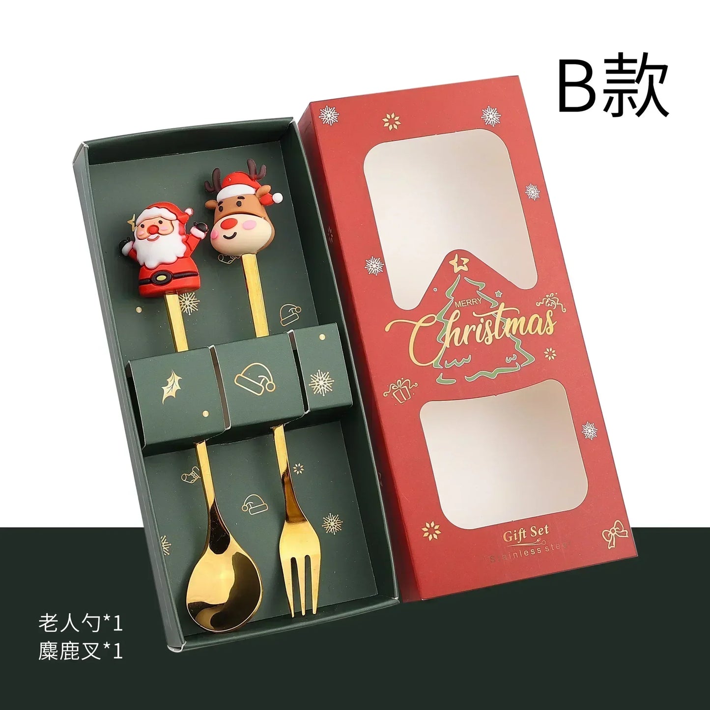Elk Head Coffee Spoons – 4pcs Christmas Tableware Set