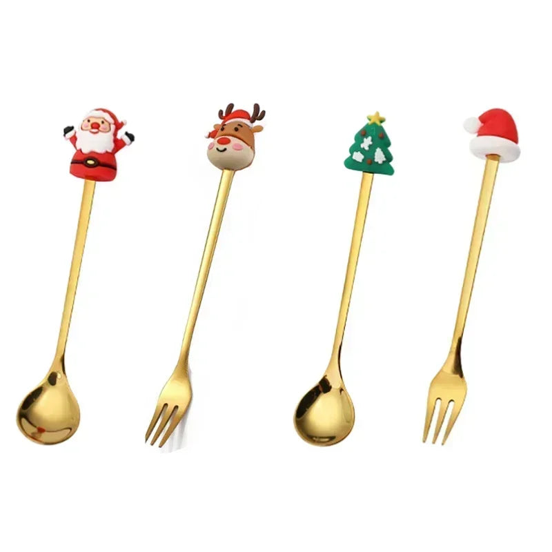 Elk Head Coffee Spoons – 4pcs Christmas Tableware Set