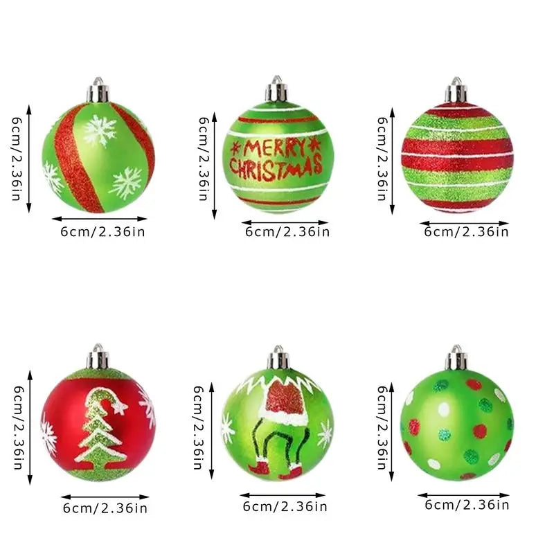β¨ 12Pcs Christmas Tree Glittering Balls Ornaments Hanging Decoration Set π