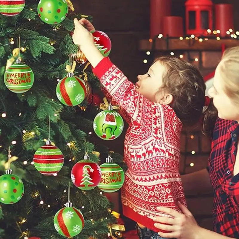 β¨ 12Pcs Christmas Tree Glittering Balls Ornaments Hanging Decoration Set π