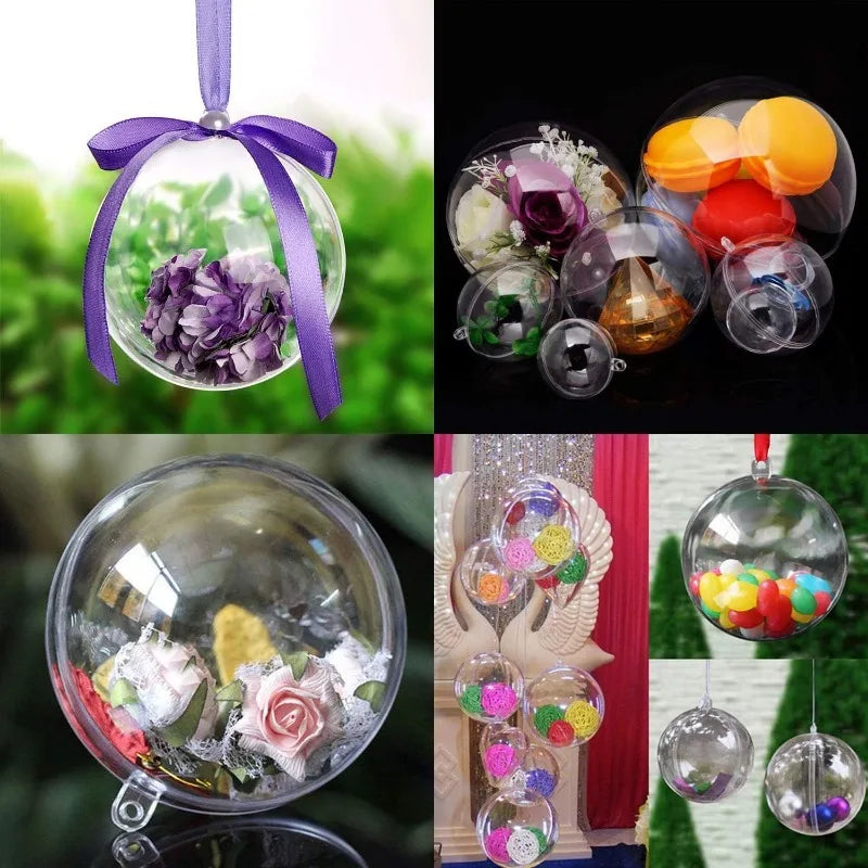 ✨ Transparent Christmas Balls – Perfect for Xmas tree hanging, weddings, New Year parties, and home decor. Available in various sizes. 🎄