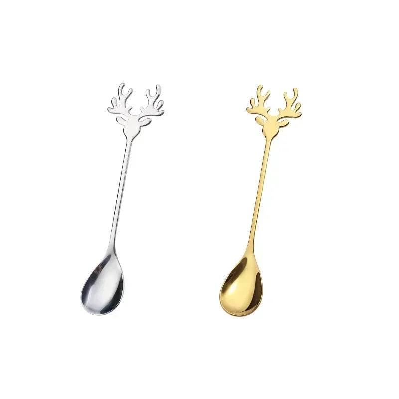 Elk Head Coffee Spoons – 4pcs Christmas Tableware Set