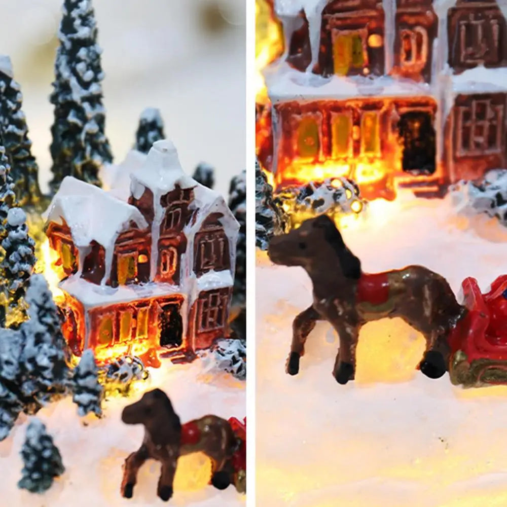 π Christmas Resin Mini House Figurines β Light Up Village Table Ornament for Party Decoration β¨