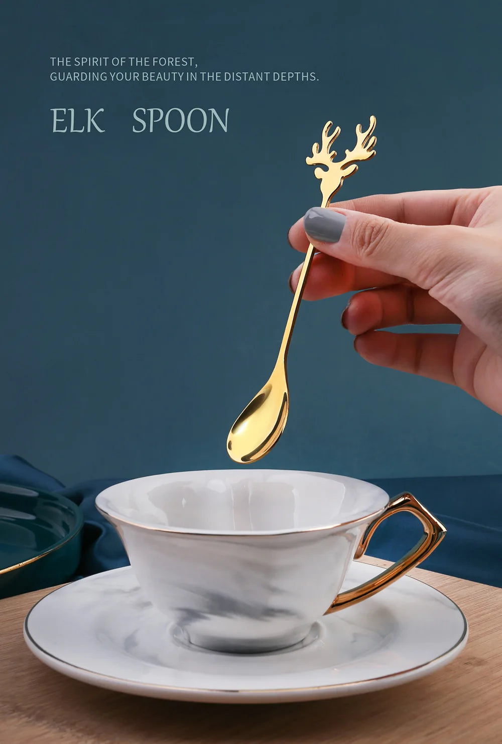 Elk Head Coffee Spoons – 4pcs Christmas Tableware Set