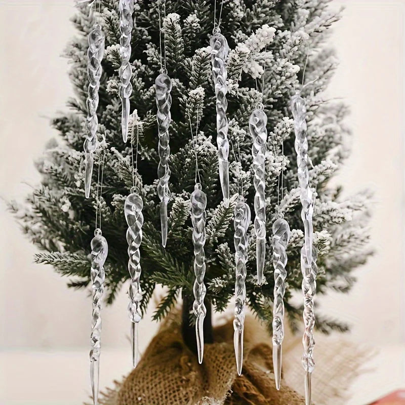 ✨ Crystal Clear Icicle Ornaments – Add a frosty touch to your holiday decor! Available in 12, 24, or 36 pcs. 🎄