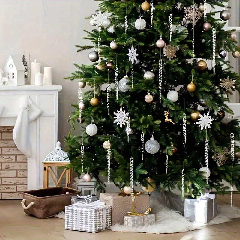 ✨ Crystal Clear Icicle Ornaments – Add a frosty touch to your holiday decor! Available in 12, 24, or 36 pcs. 🎄