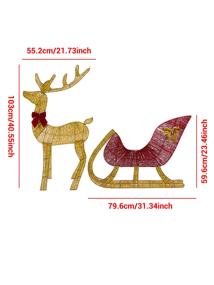 β¨ Lighted Christmas Reindeer & Sleigh Outdoor Decoration π