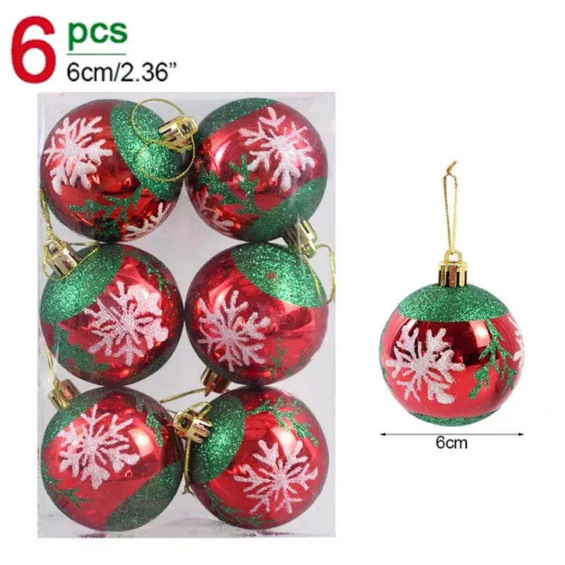 π Glitter Christmas Balls Set β 24/6pcs 6cm Tree Ornaments β¨