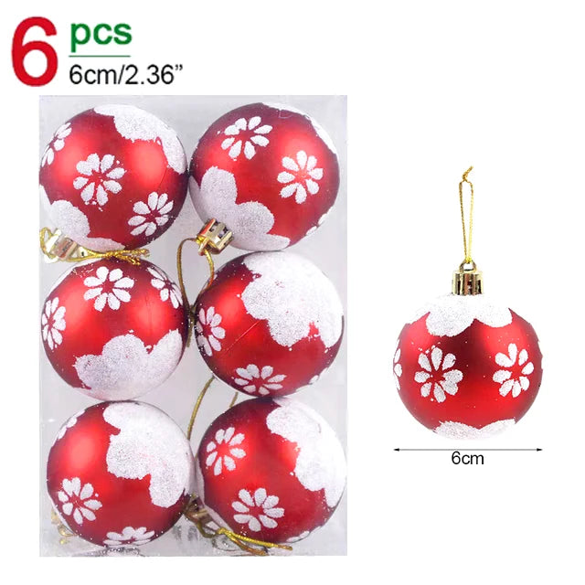 π Glitter Christmas Balls Set β 24/6pcs 6cm Tree Ornaments β¨