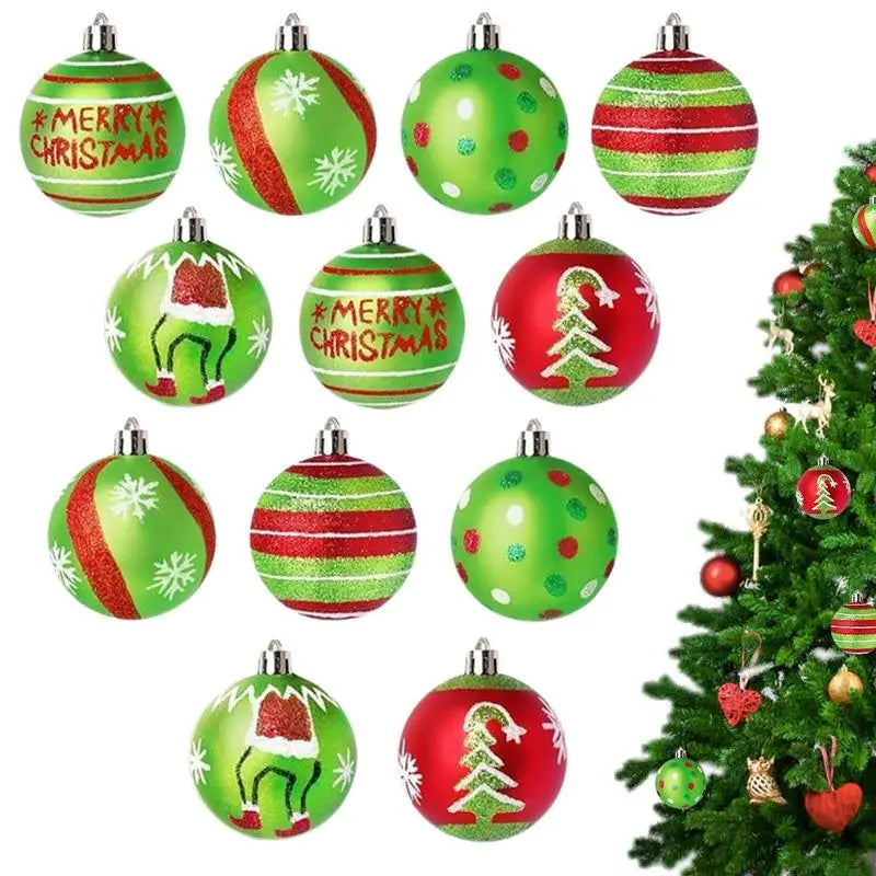 β¨ 12Pcs Christmas Tree Glittering Balls Ornaments Hanging Decoration Set π