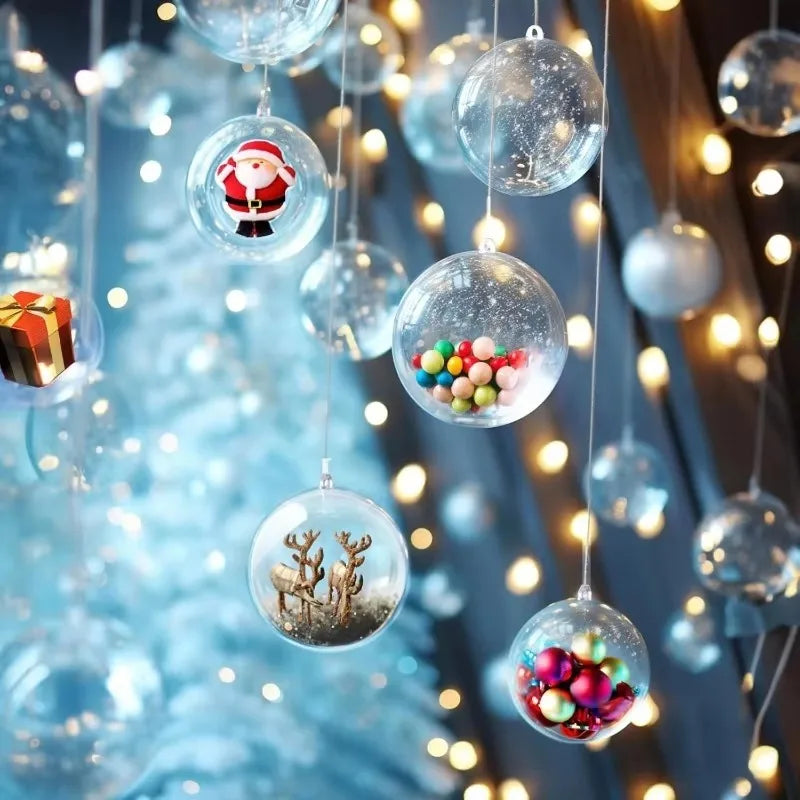 ✨ Transparent Christmas Balls – Perfect for Xmas tree hanging, weddings, New Year parties, and home decor. Available in various sizes. 🎄