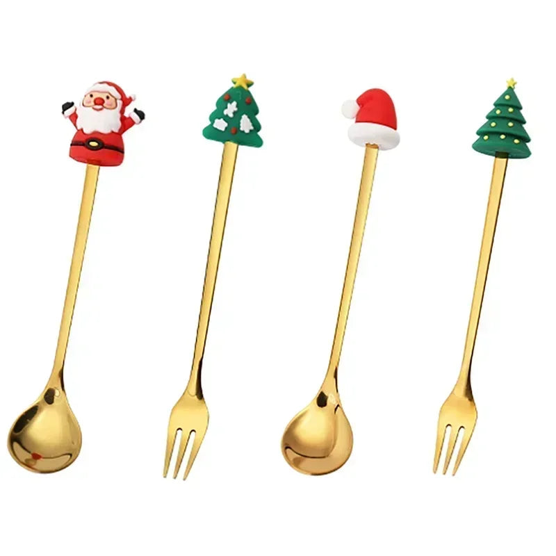 Elk Head Coffee Spoons – 4pcs Christmas Tableware Set