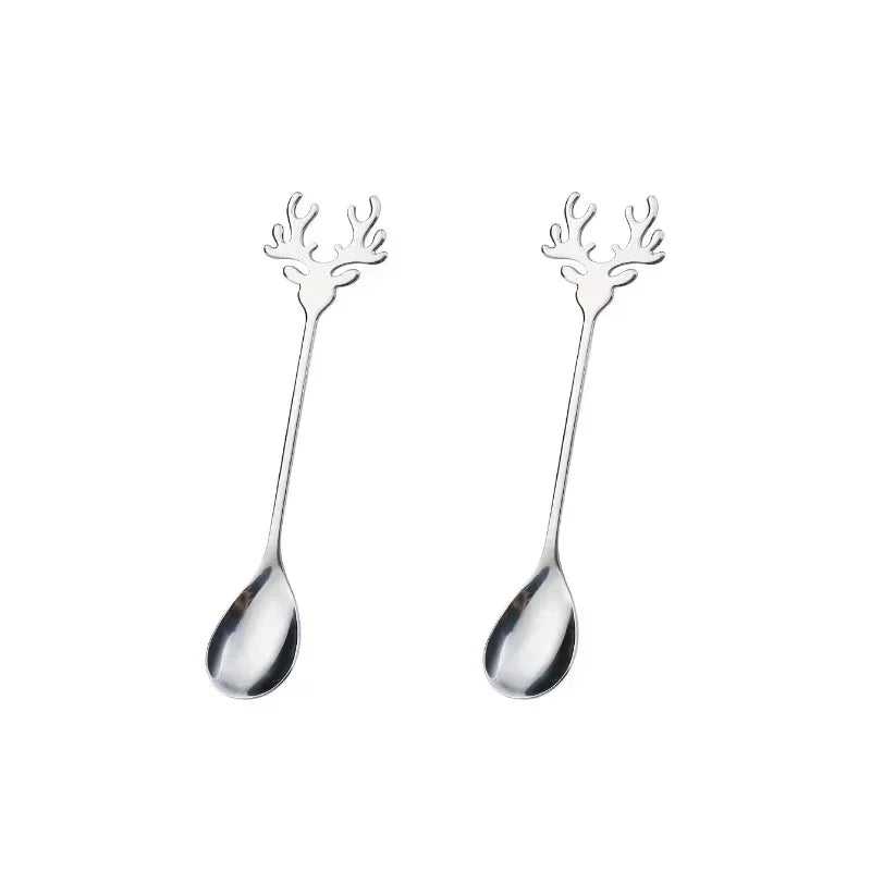 Elk Head Coffee Spoons – 4pcs Christmas Tableware Set