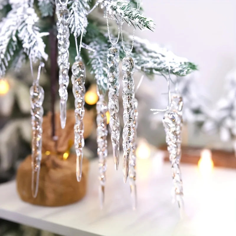 ✨ Crystal Clear Icicle Ornaments – Add a frosty touch to your holiday decor! Available in 12, 24, or 36 pcs. 🎄