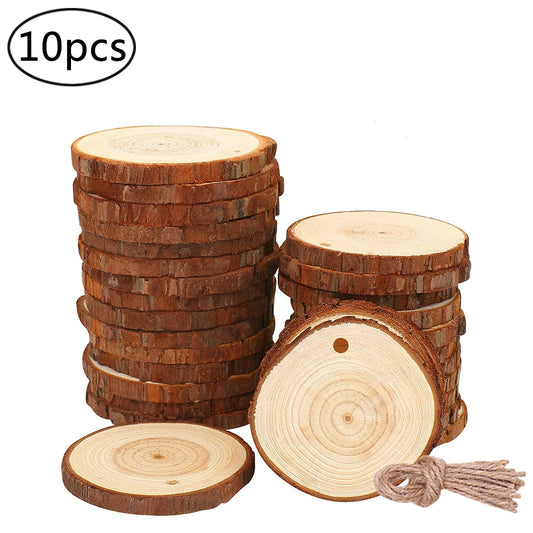 🎄 Christmas Wood Disks – DIY Tags & Table Decor (10pcs) ✨