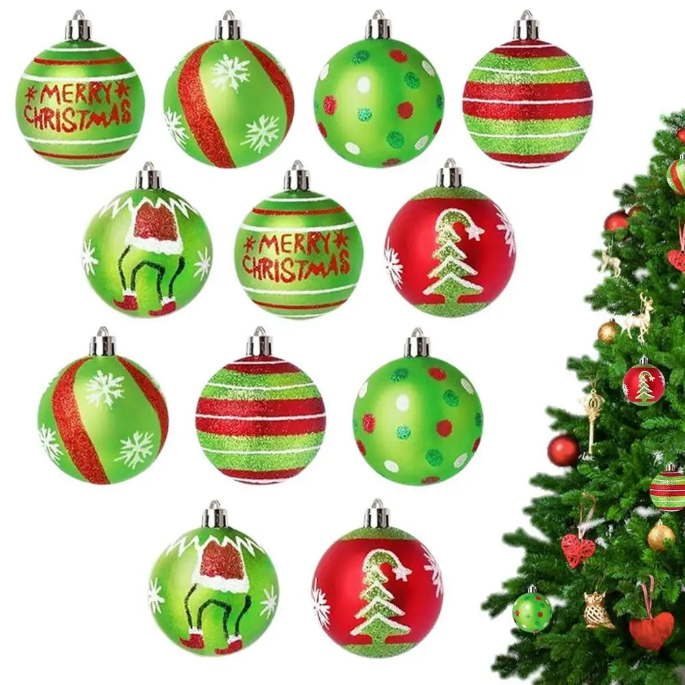 ✨ 12Pcs Christmas Tree Glittering Balls Ornaments Hanging Decoration Set 🎄