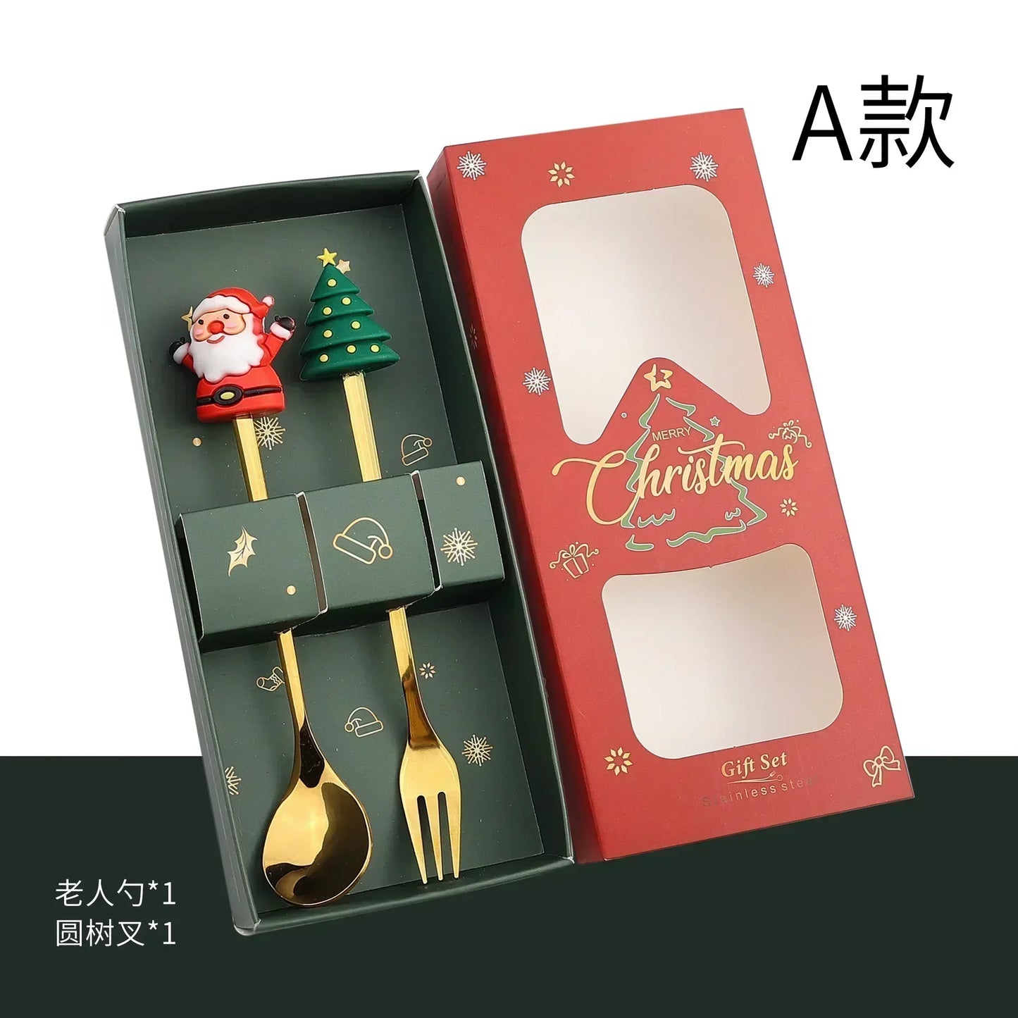 Elk Head Coffee Spoons – 4pcs Christmas Tableware Set