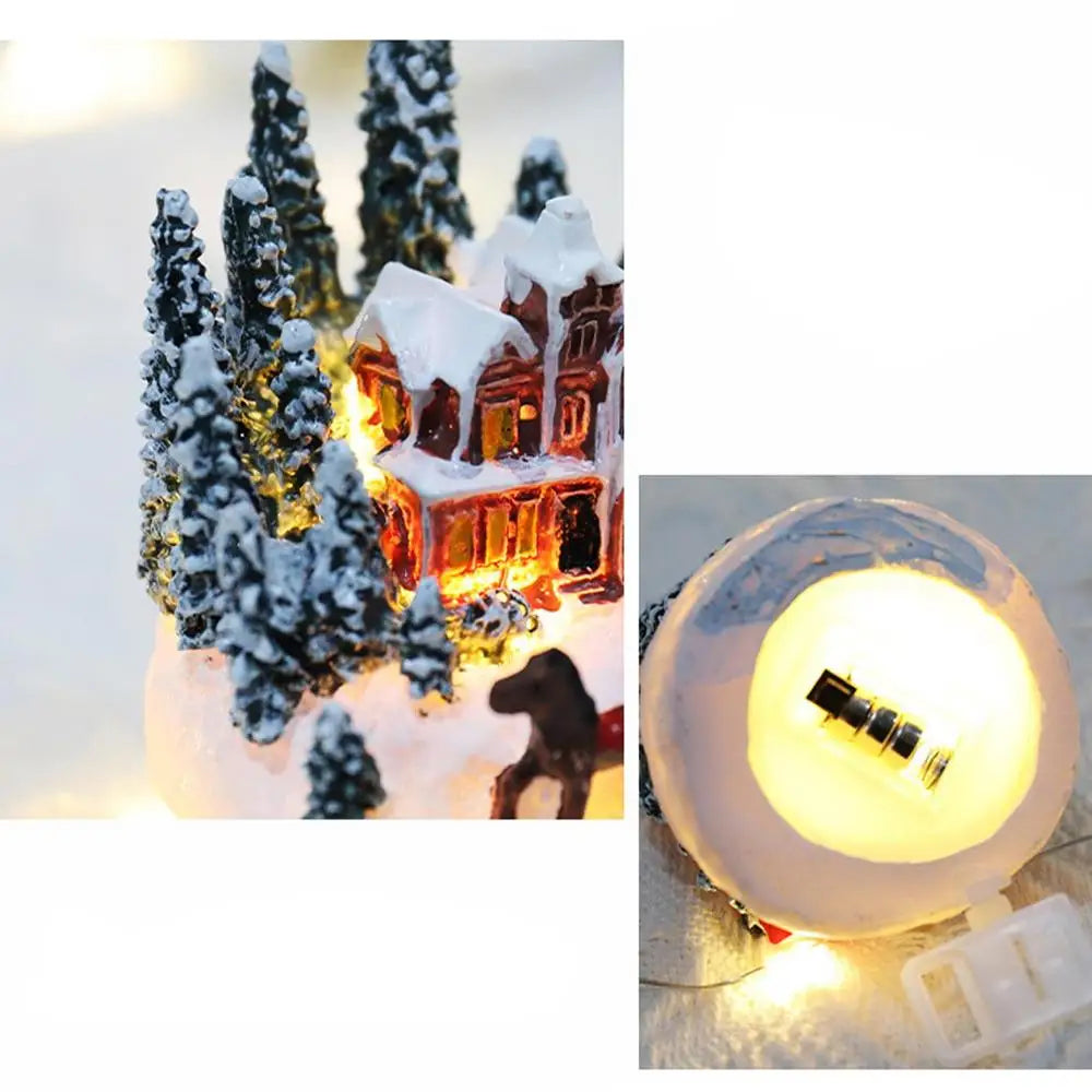 🎄 Christmas Resin Mini House Figurines – Light Up Village Table Ornament for Party Decoration ✨