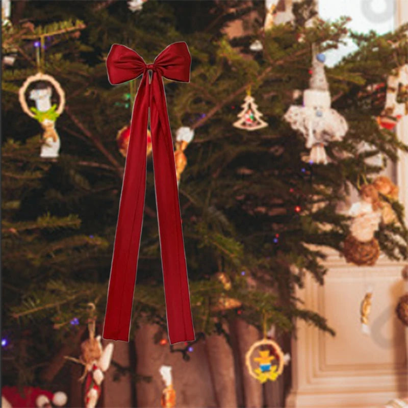 ✨🎀 Christmas Tree Topper Bow Long Streamers Ribbon Extra Large Satin Bow Indoor Decoration 🎀✨