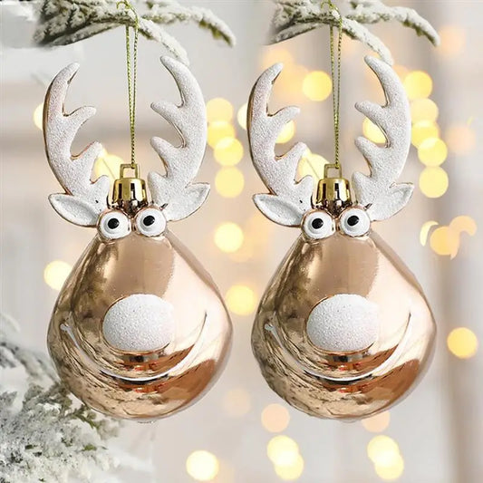 🎄 Elk Christmas Balls – 2pcs Tree Ornaments  For Home & Party Decor ✨