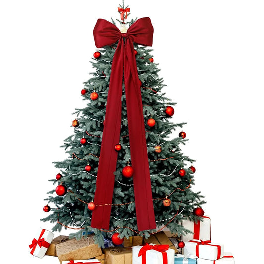 ✨🎀 Christmas Tree Topper Bow Long Streamers Ribbon Extra Large Satin Bow Indoor Decoration 🎀✨