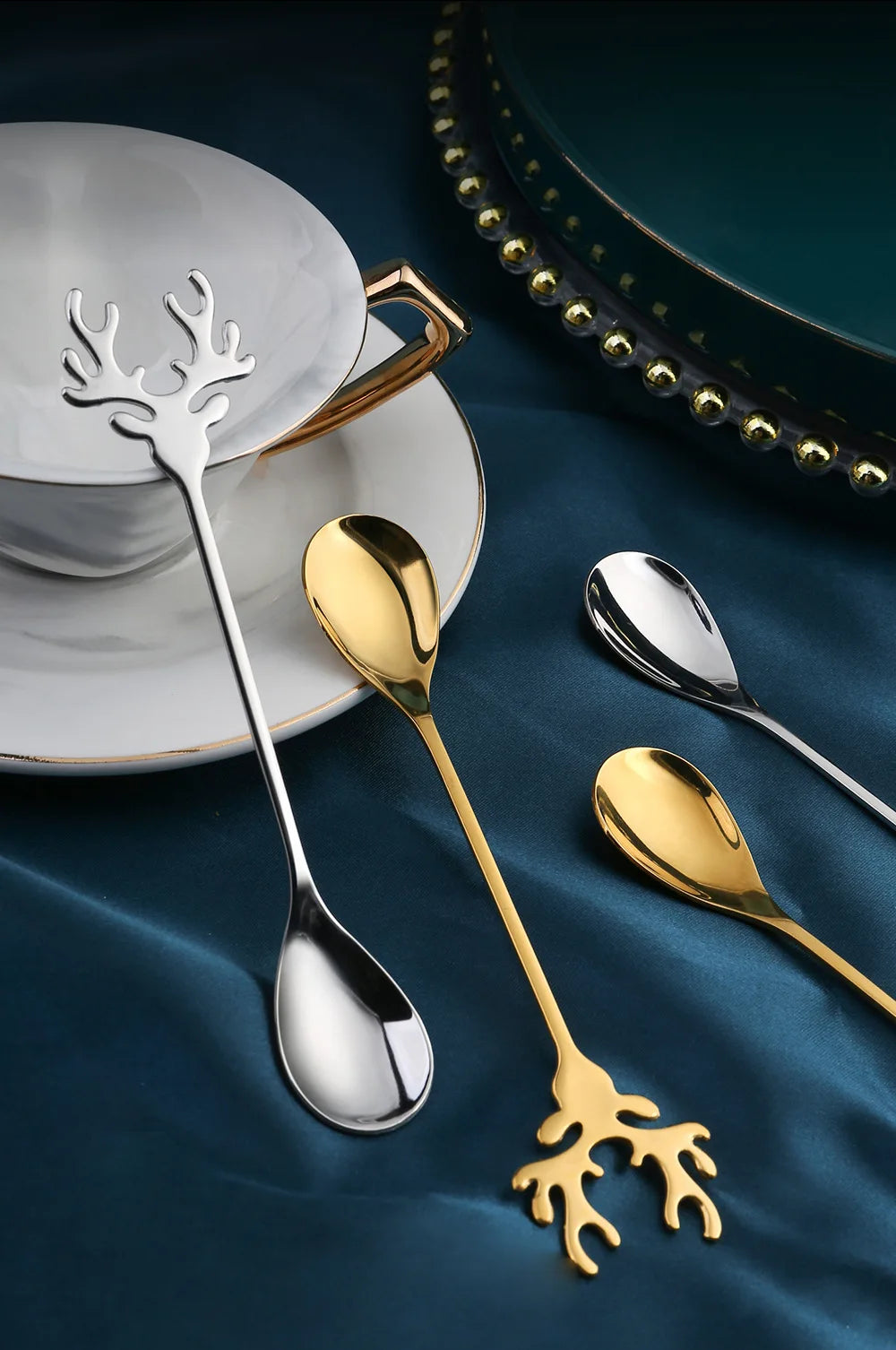 Elk Head Coffee Spoons – 4pcs Christmas Tableware Set
