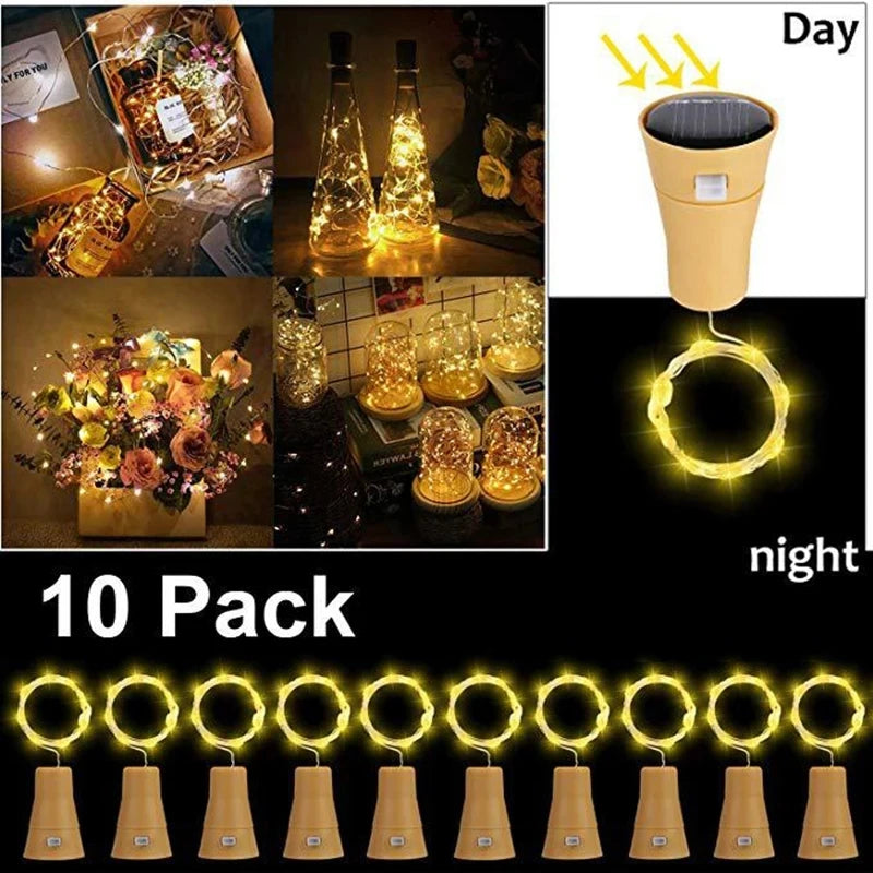 ✨ 10pcs Solar Xmas Bottle String Lights ✨