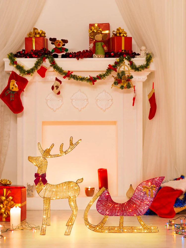 ✨ Lighted Christmas Reindeer & Sleigh Outdoor Decoration 🎄