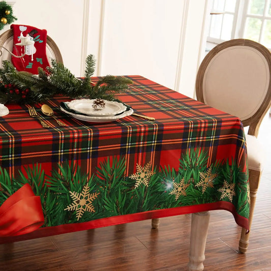 Christmas Plaid Tablecloth – Waterproof Holiday Decor