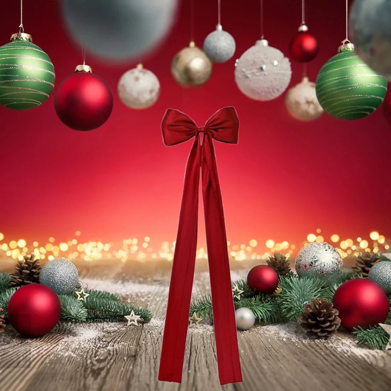 ✨🎀 Christmas Tree Topper Bow Long Streamers Ribbon Extra Large Satin Bow Indoor Decoration 🎀✨