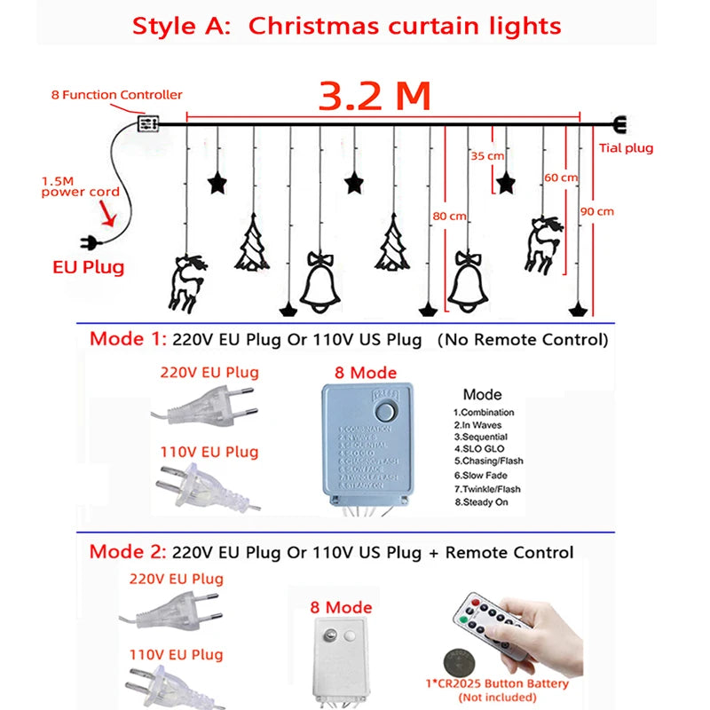 🎄 Remote-Controlled Christmas Lights Decorations ✨