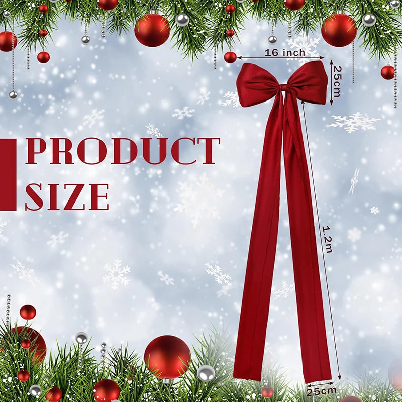 ✨🎀 Christmas Tree Topper Bow Long Streamers Ribbon Extra Large Satin Bow Indoor Decoration 🎀✨