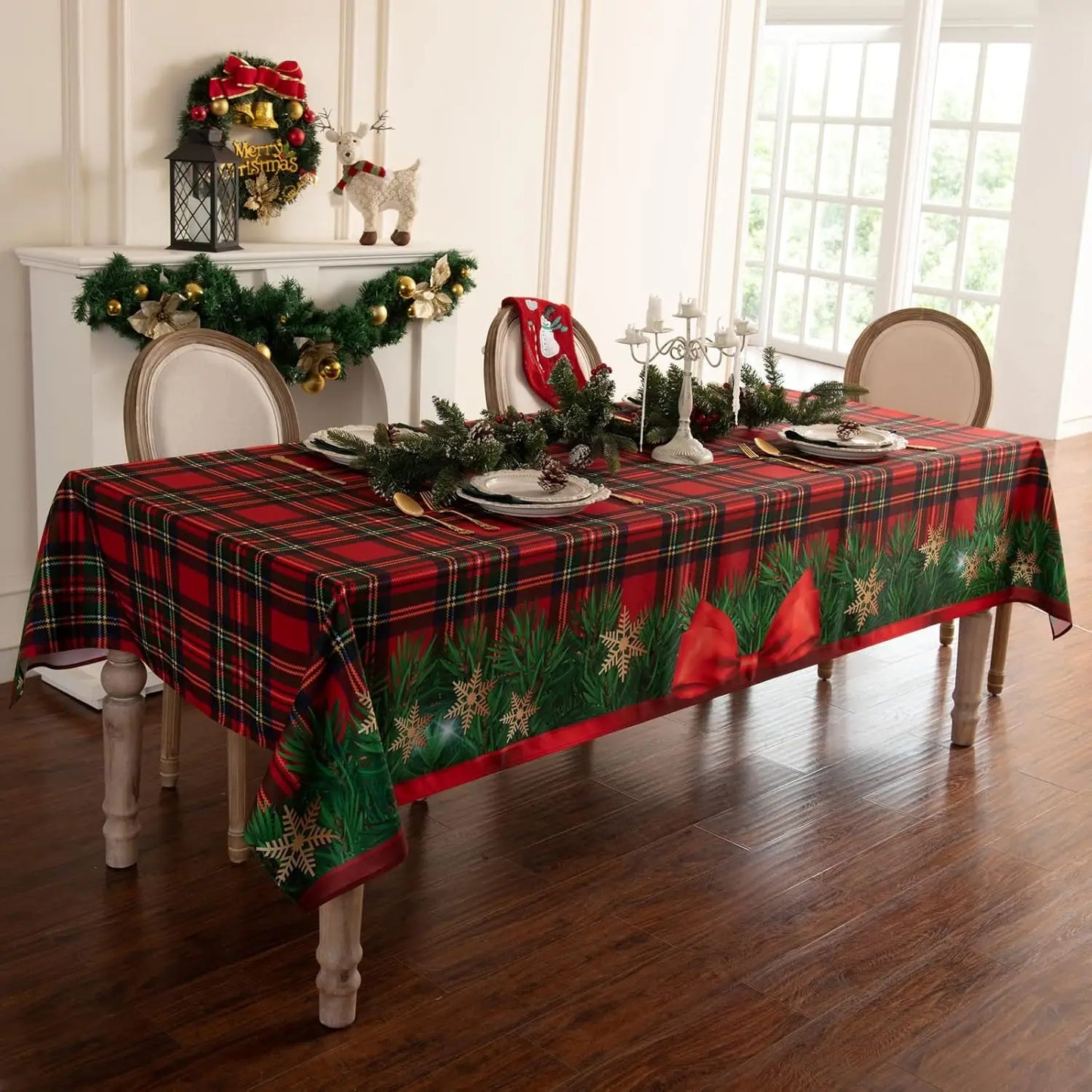 Christmas Plaid Tablecloth – Waterproof Holiday Decor