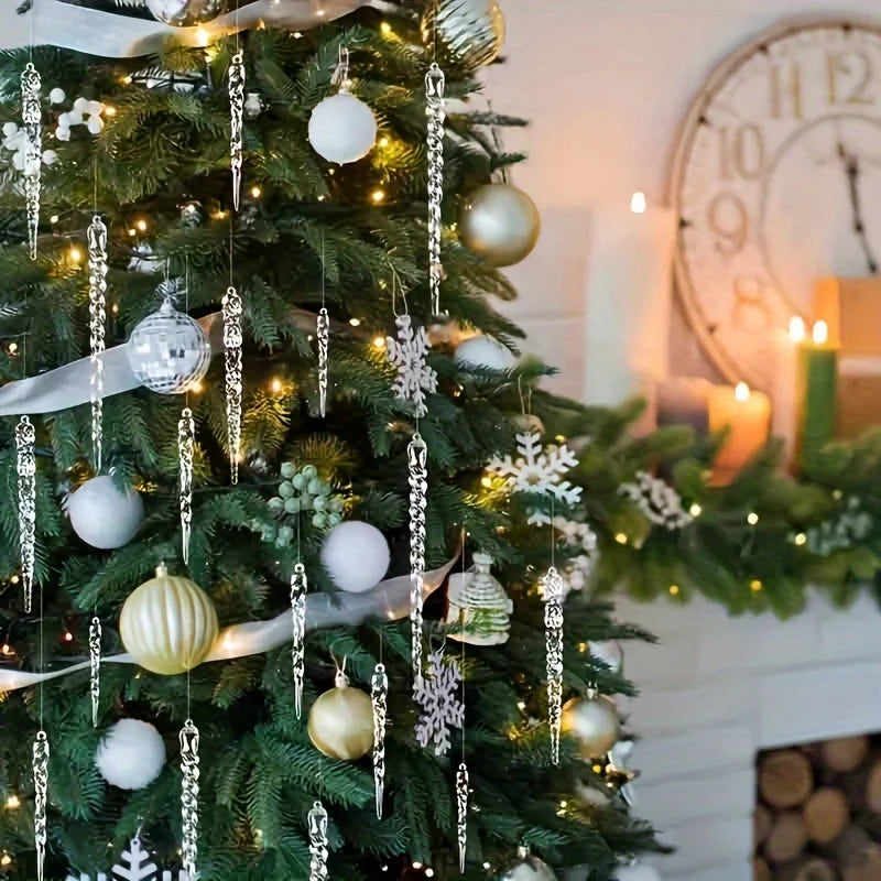 ✨ Crystal Clear Icicle Ornaments – Add a frosty touch to your holiday decor! Available in 12, 24, or 36 pcs. 🎄