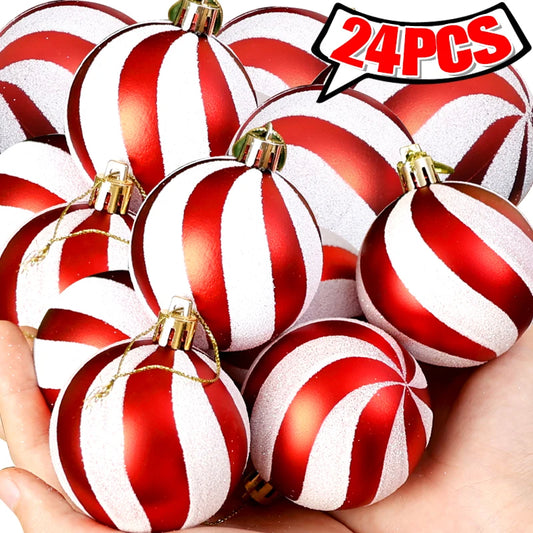 🎄 Glitter Christmas Balls Set – 24/6pcs  6cm Tree Ornaments ✨